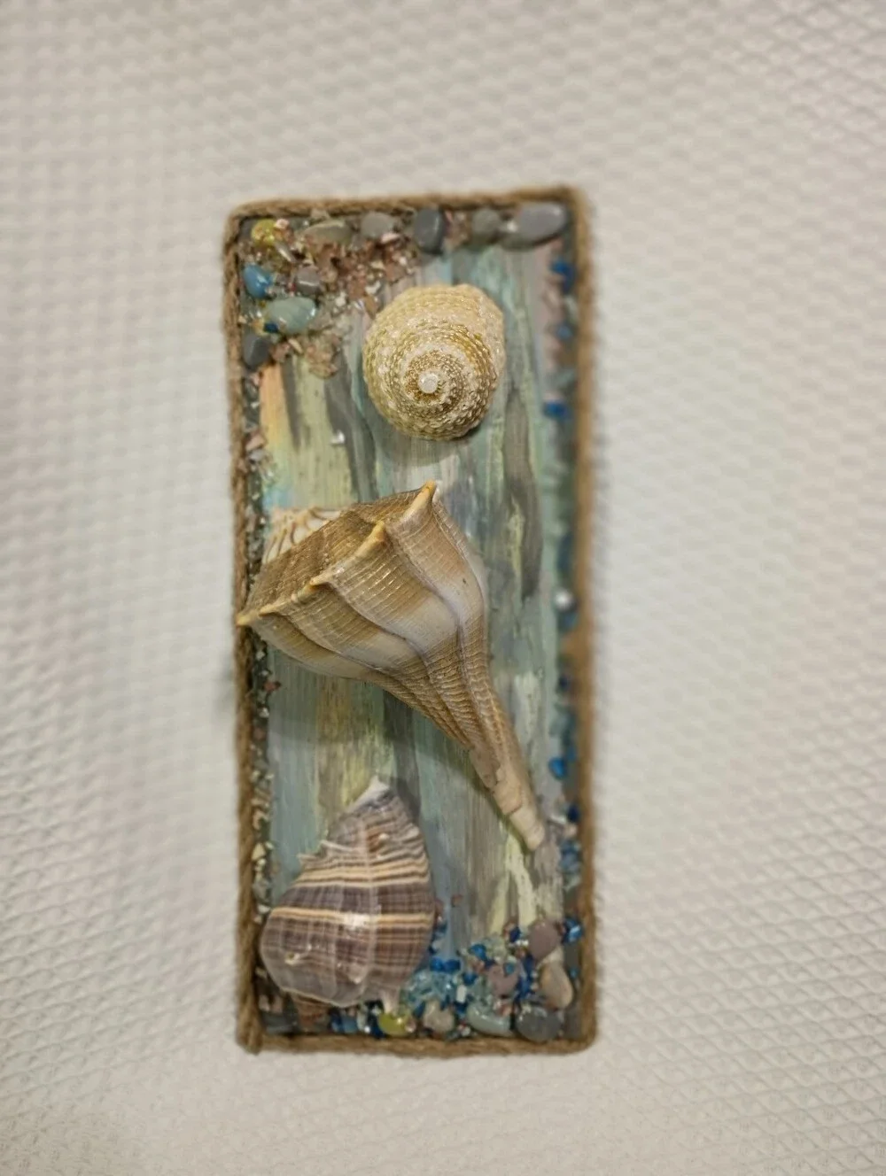 Coastal Seashell Wall Art Panel in Cream and Tan - Unbranded